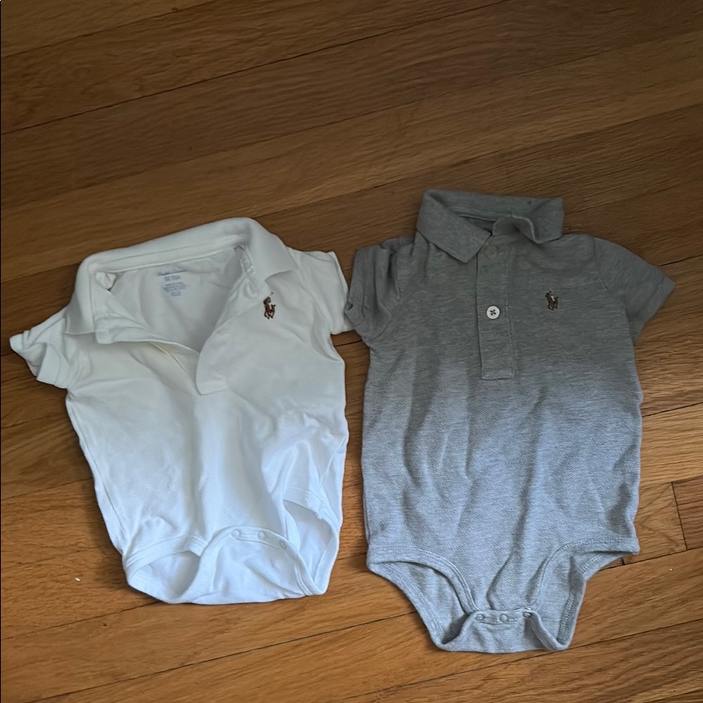 Polo by Ralph Lauren Classic White and Gray Polo Tops